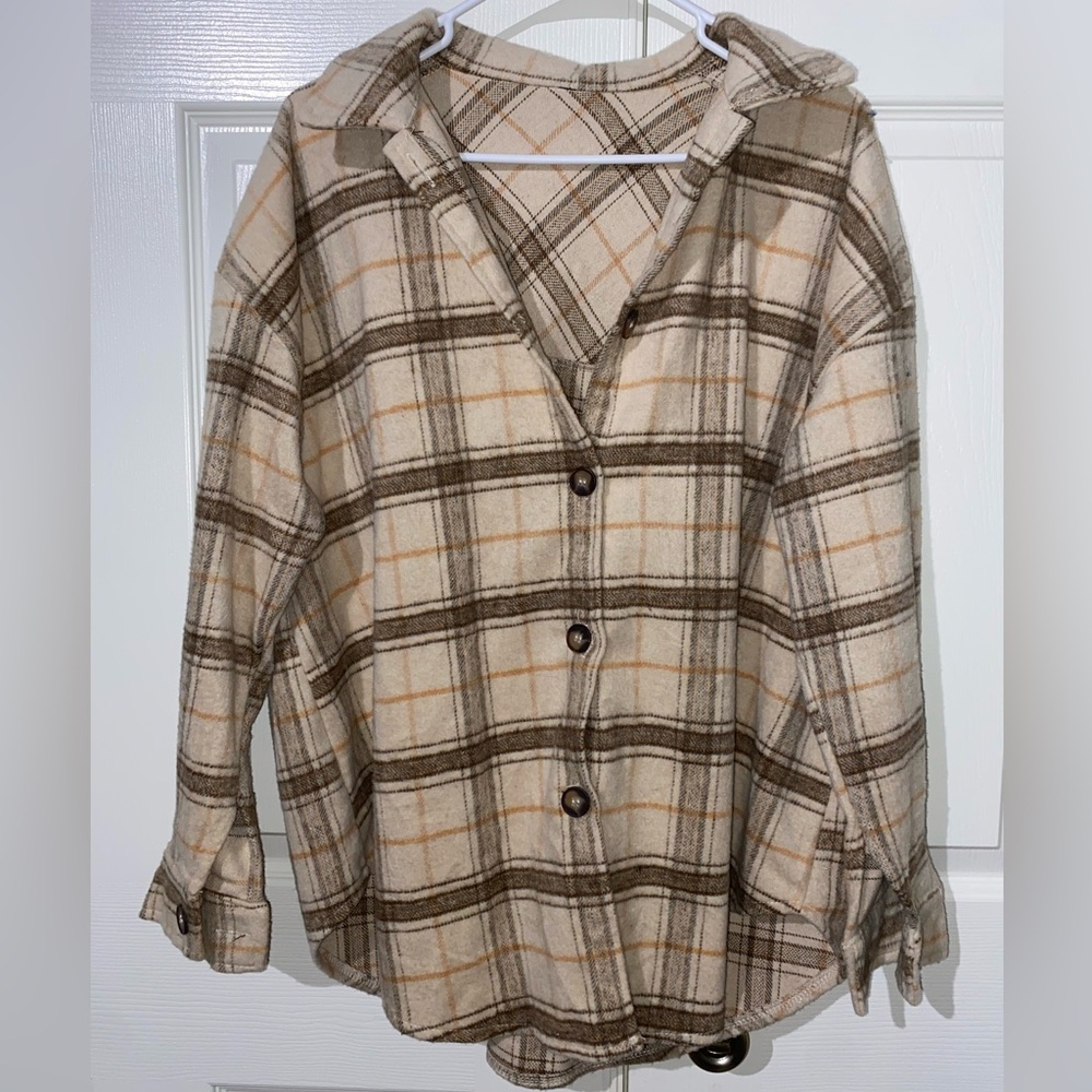 100% Polyester Warm Button Down Flannel - image 2